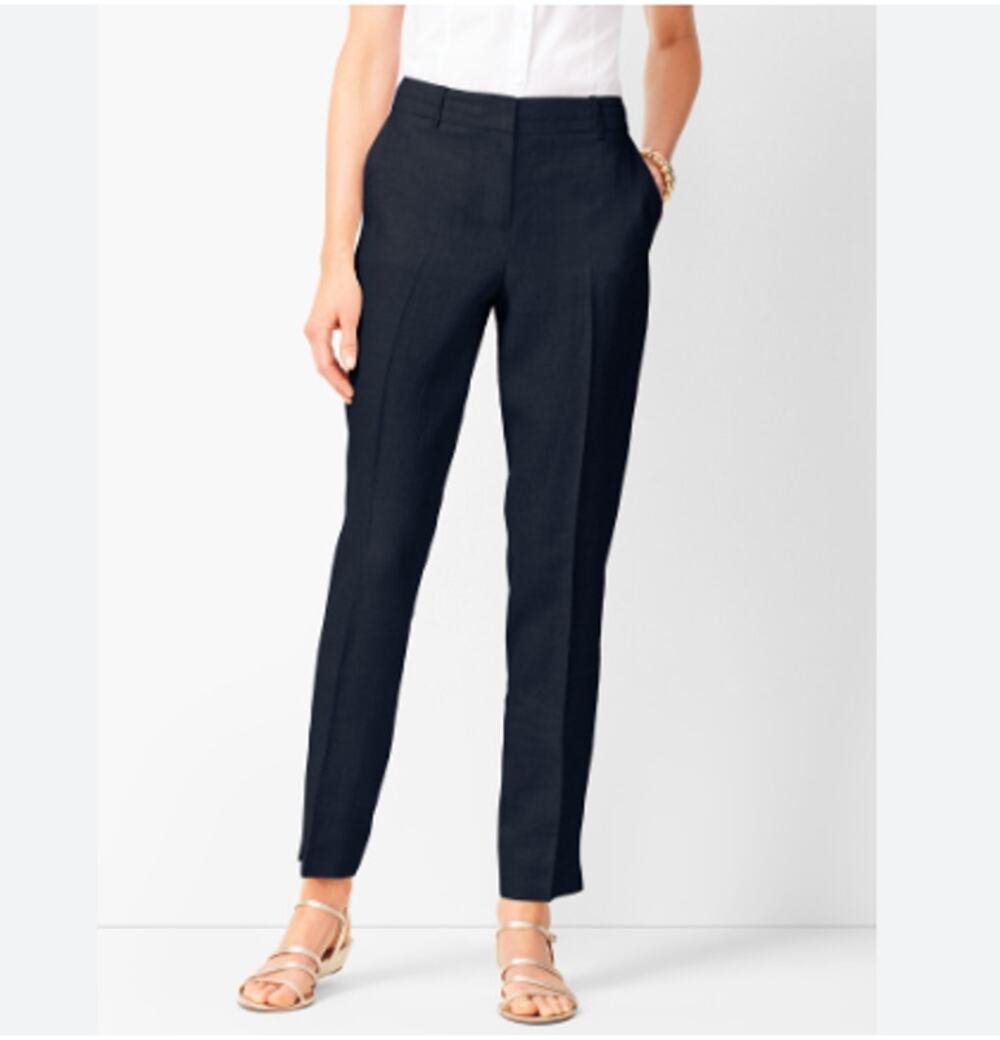 TALBOTS PETITES Black Irish Linen Capri Pants Size 10
